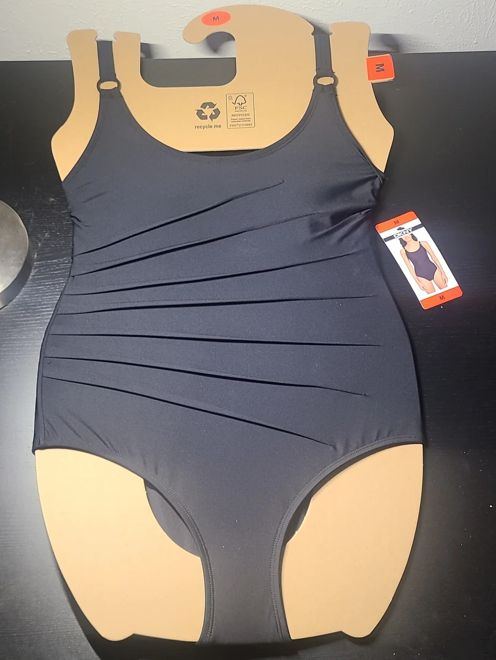 DKNY Black One-Piece Swimsuit with Ruched Side Detail - Picture 1 of 3
